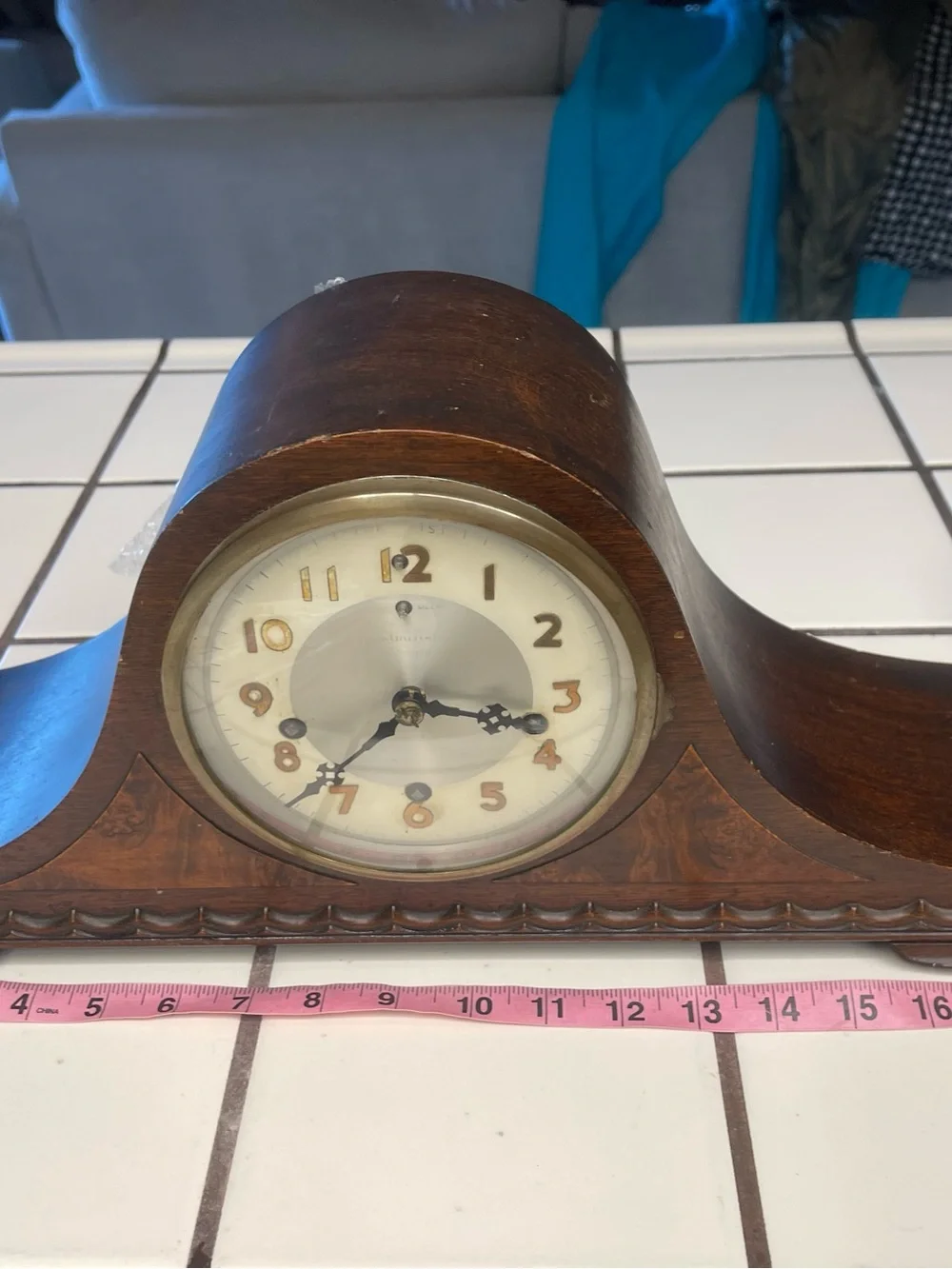 Vintage New Haven Westminster Chime Mantel Clock Wood Case Untested